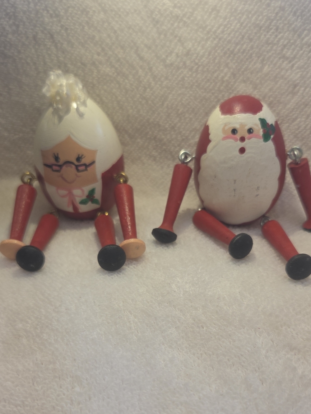 Classic Wooden Hand Painted Santa & Mrs. Claus Shelf Sitter - Red and White
